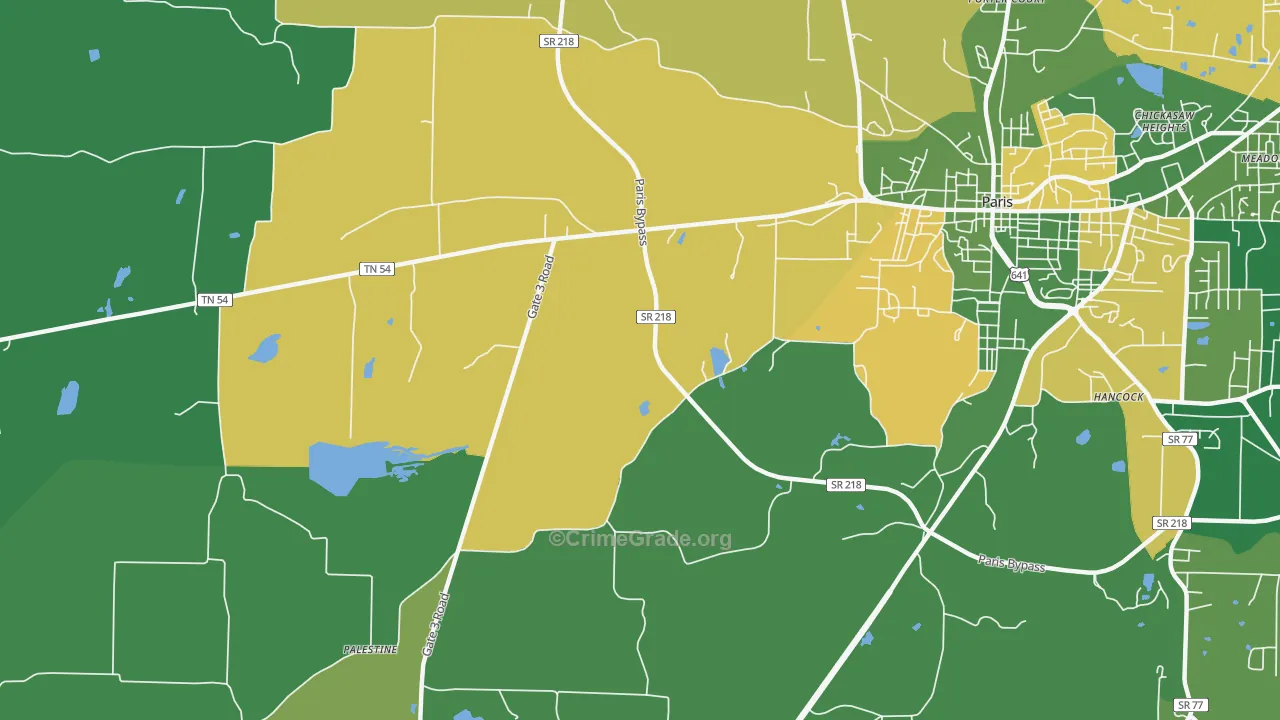 Elkhorn, TN Map of Vehicle Theft Rates