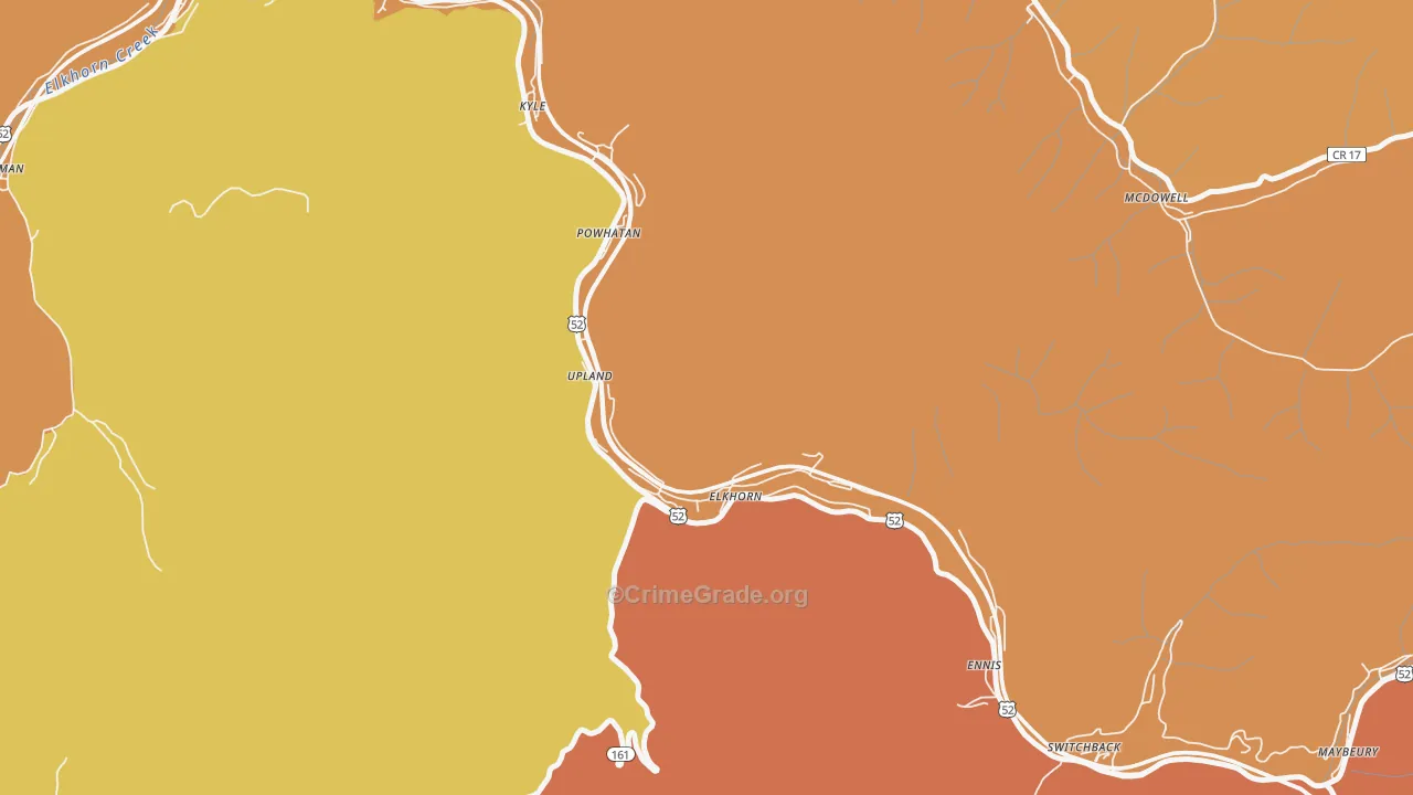 Elkhorn, WV Map of Vehicle Theft Rates