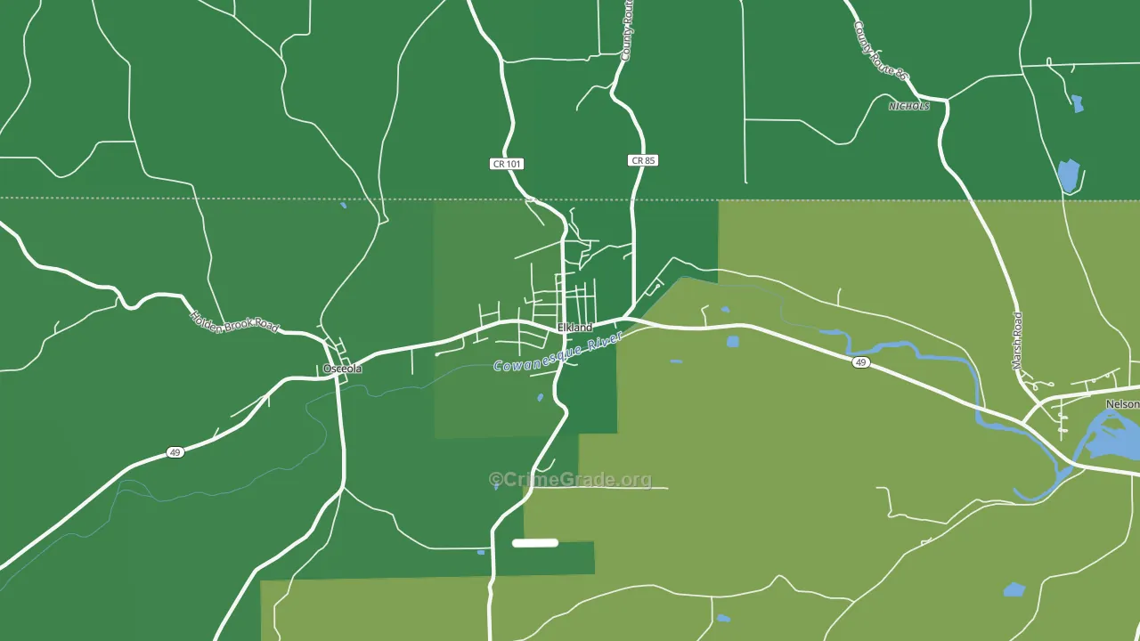Elkland, PA Map of Vehicle Theft Rates