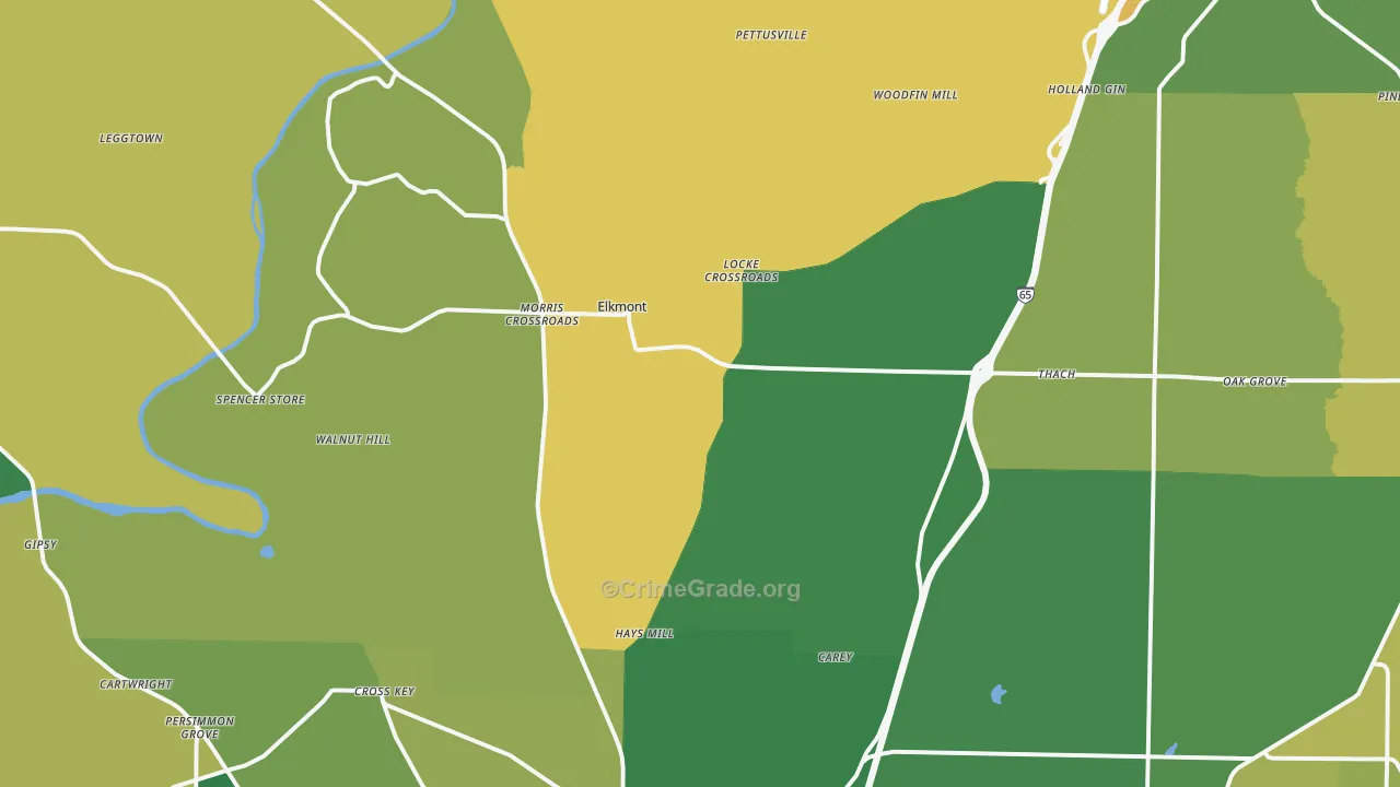 Elkmont, AL Map of Vehicle Theft Rates