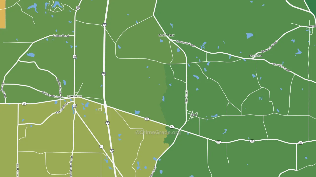 Elko, GA Map of Vehicle Theft Rates