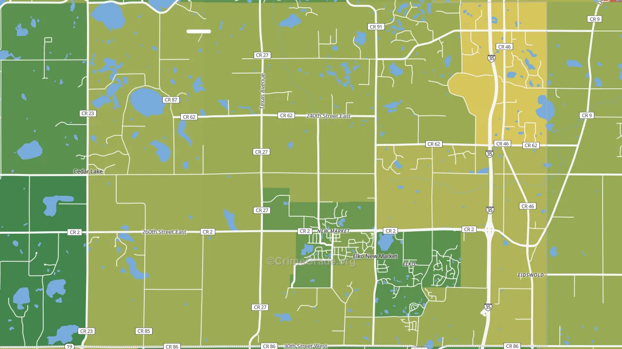 Elko, MN Map of Vehicle Theft Rates