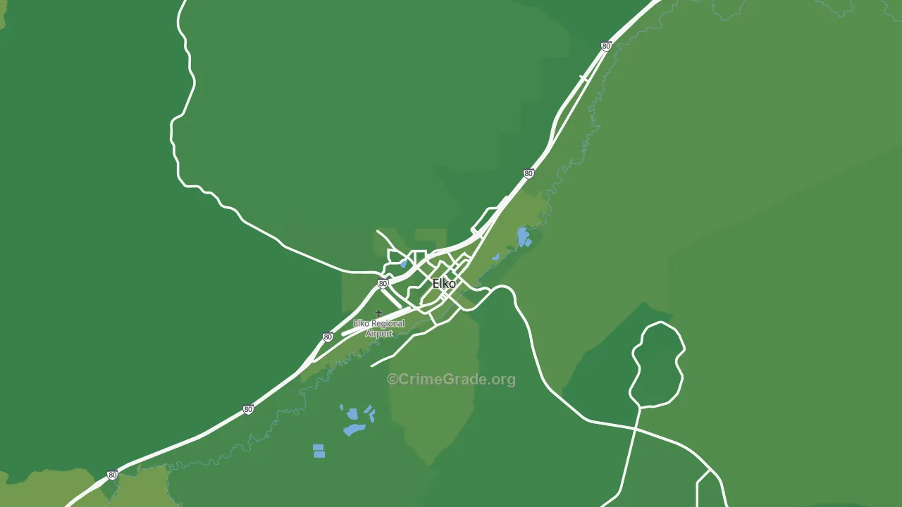 Elko, NV Map of Vehicle Theft Rates