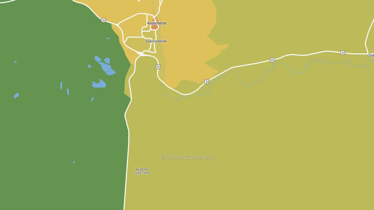 Elkol, WY Map of Vehicle Theft Rates
