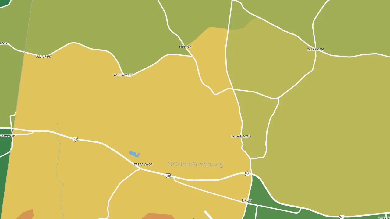 Elkton, KY Map of Vehicle Theft Rates