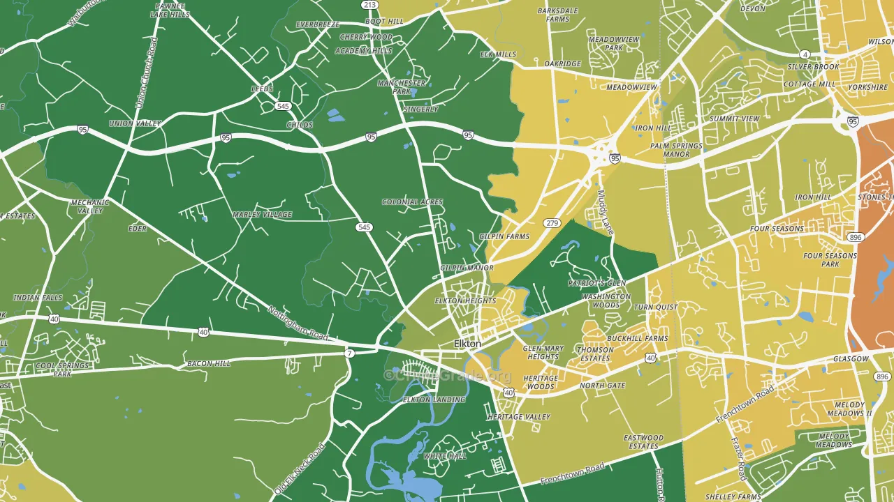 Elkton, MD Map of Vehicle Theft Rates