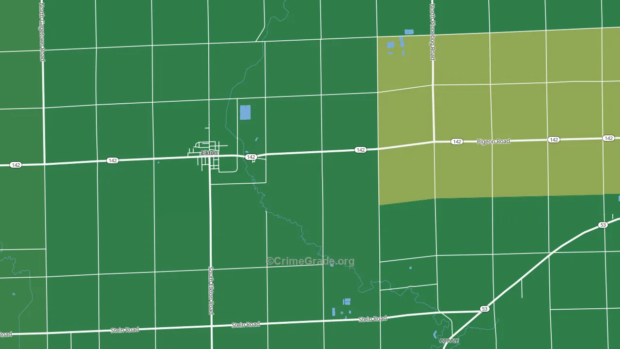 Elkton, MI Map of Vehicle Theft Rates