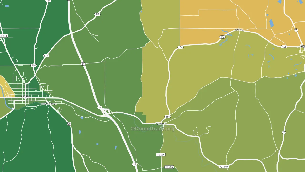 Elkton, OH Map of Vehicle Theft Rates