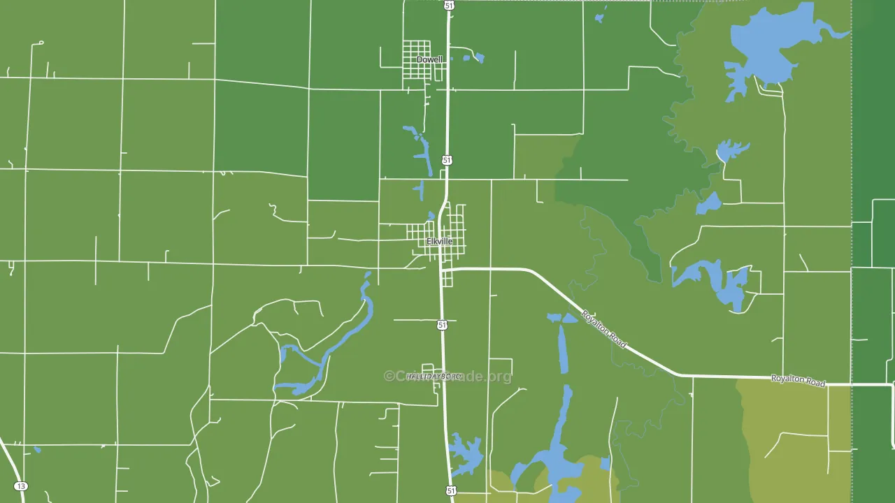 Elkville, IL Map of Vehicle Theft Rates