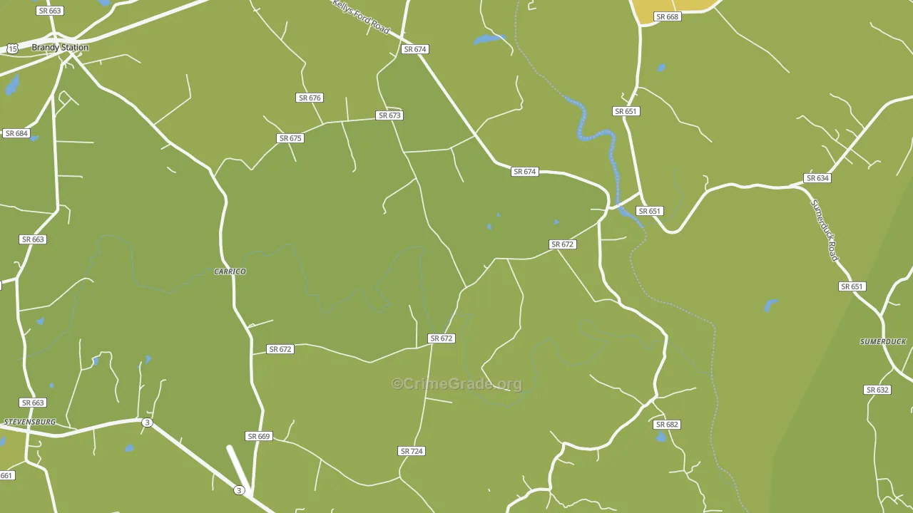 Elkwood, VA Map of Vehicle Theft Rates