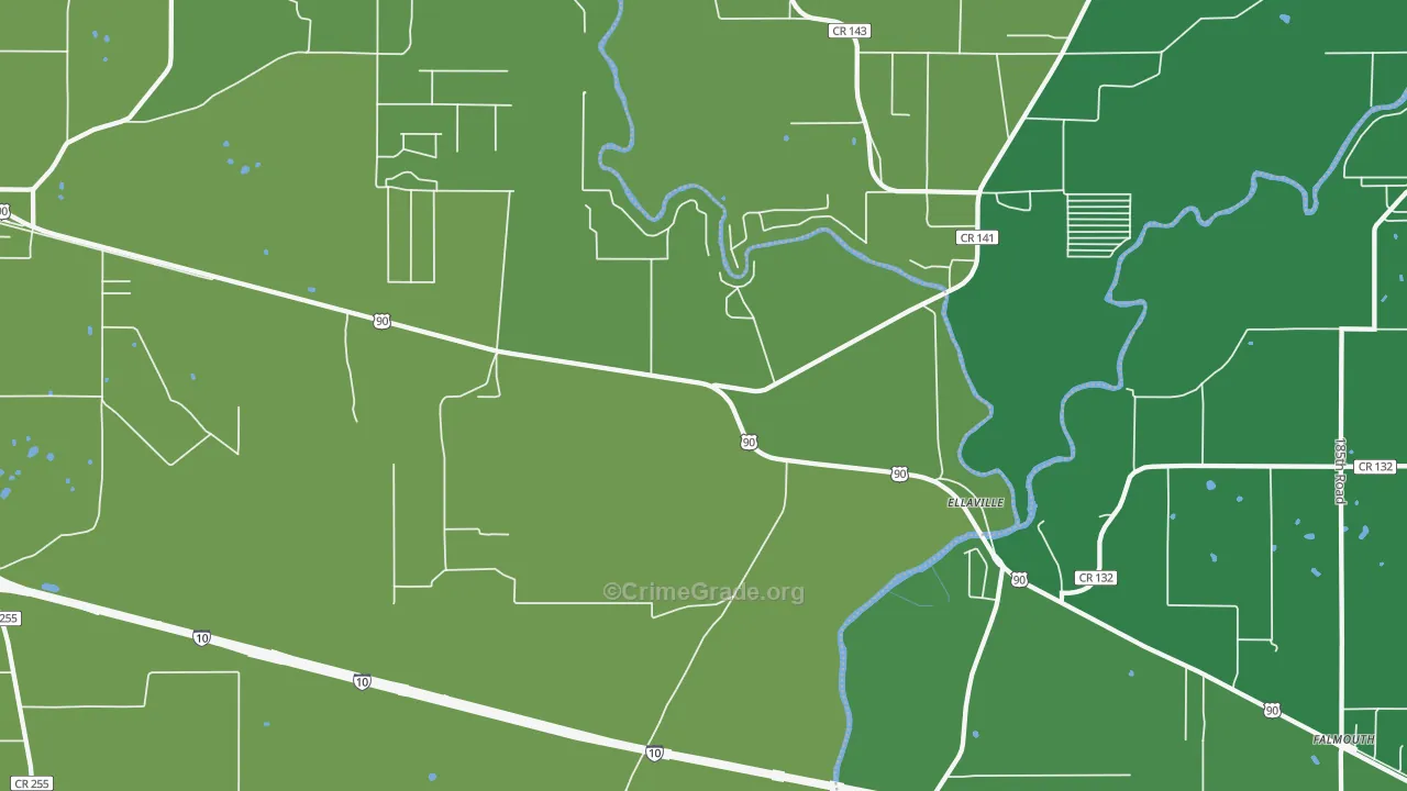 Ellaville, FL Map of Vehicle Theft Rates