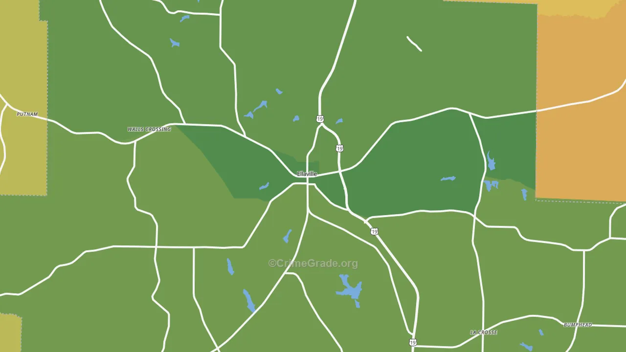 Ellaville, GA Map of Vehicle Theft Rates