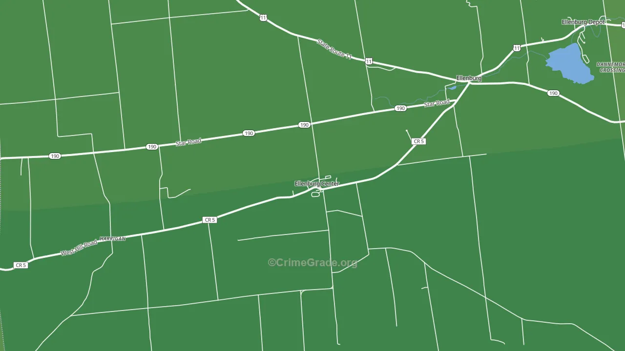 Ellenburg Center, NY Map of Vehicle Theft Rates