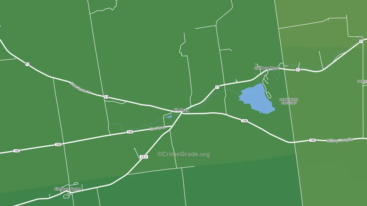 Ellenburg, NY Map of Vehicle Theft Rates