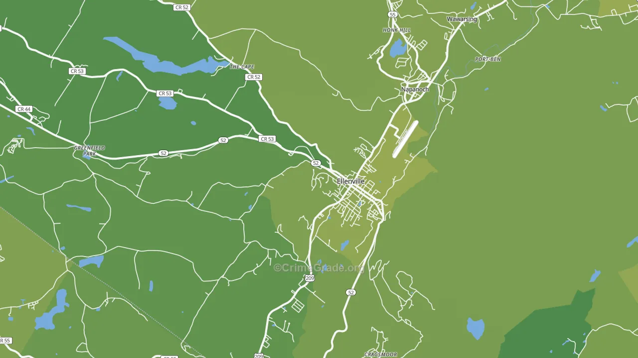 Ellenville, NY Map of Vehicle Theft Rates