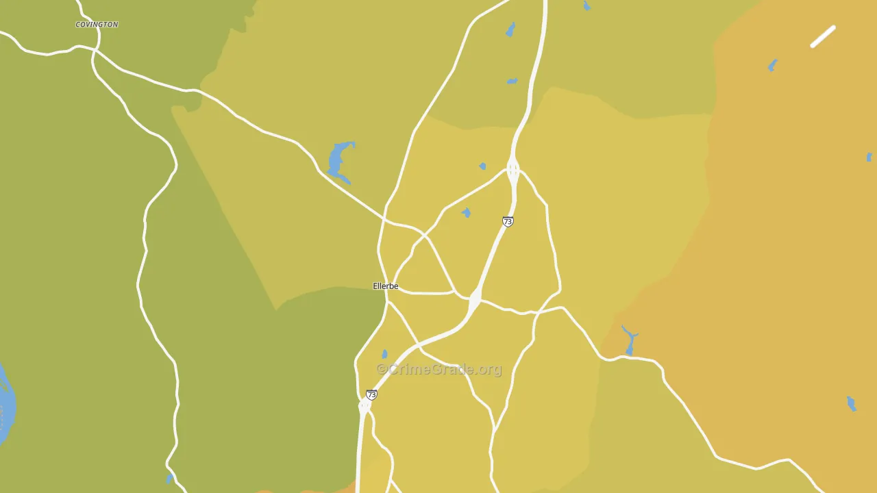 Ellerbe, NC Map of Vehicle Theft Rates