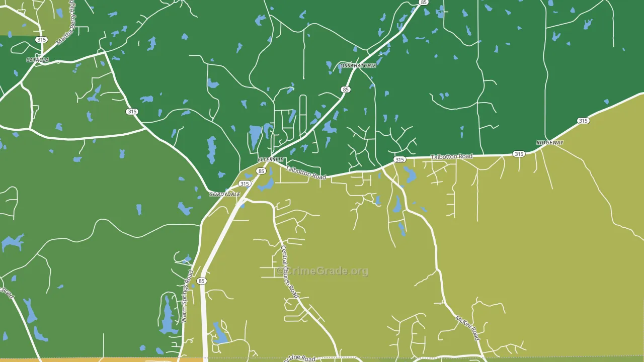 Ellerslie, GA Map of Vehicle Theft Rates
