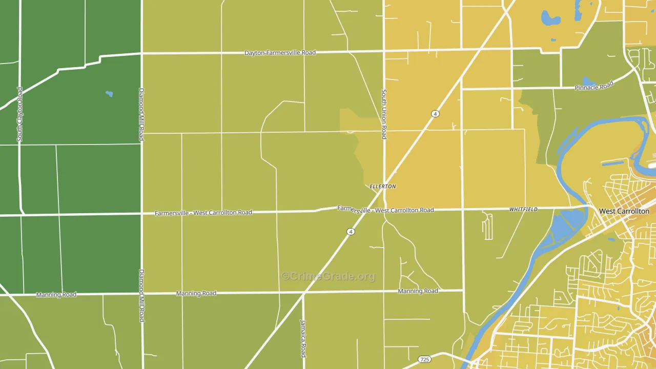 Ellerton, OH Map of Vehicle Theft Rates