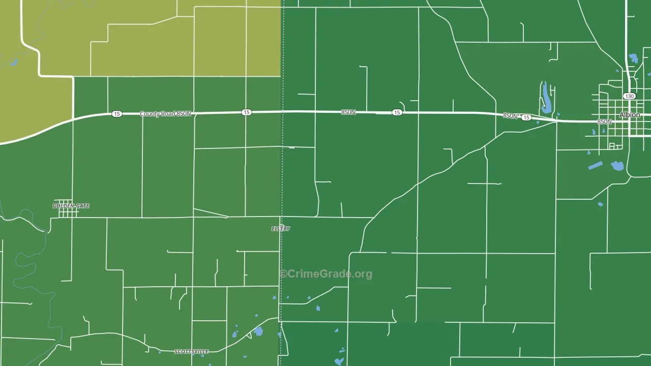 Ellery, IL Map of Vehicle Theft Rates