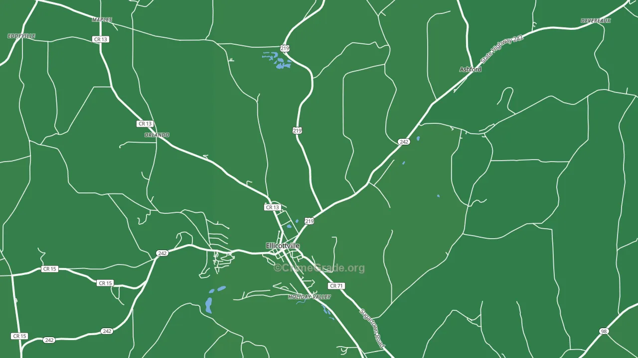Ellicottville, NY Map of Vehicle Theft Rates