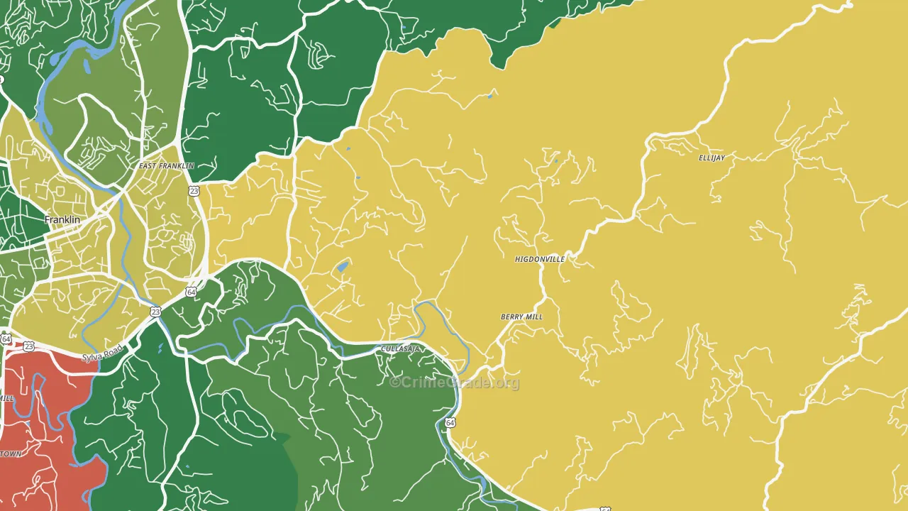 Ellijay, NC Map of Vehicle Theft Rates