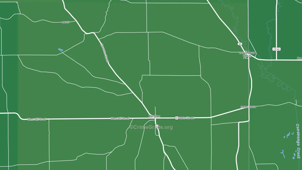 Ellington, NY Map of Vehicle Theft Rates