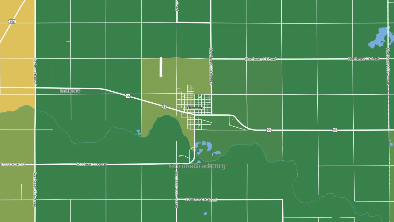 Ellinwood, KS Map of Vehicle Theft Rates
