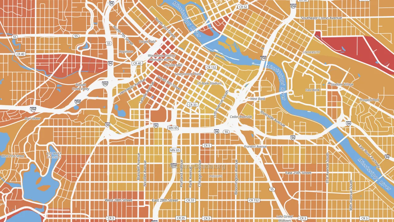 Elliot Park, Minneapolis, MN Map of Vehicle Theft Rates