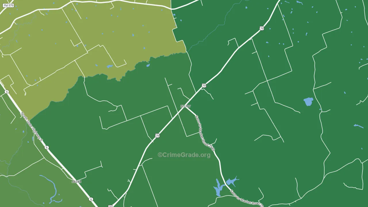Elliot, TX Map of Vehicle Theft Rates