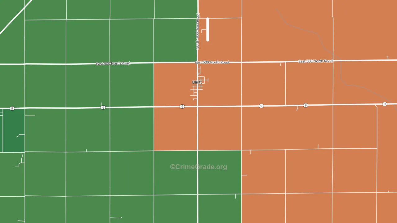 Elliott, IL Map of Vehicle Theft Rates