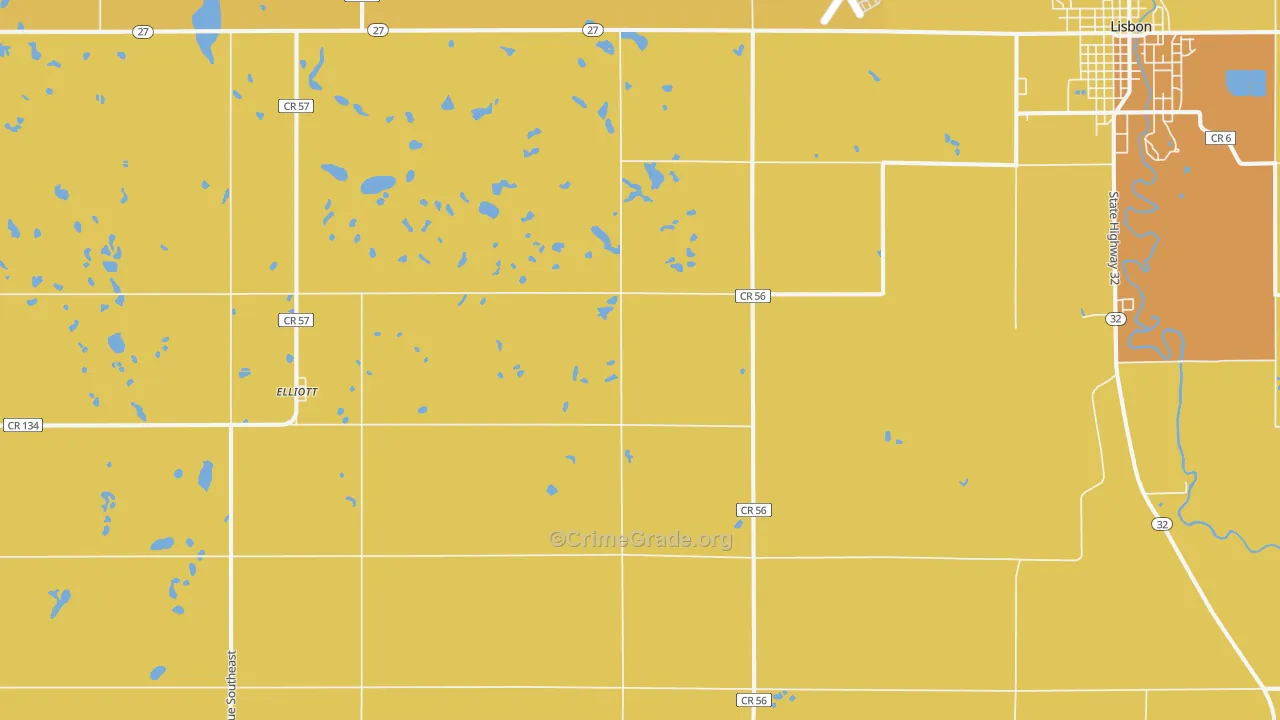 Elliott, ND Map of Vehicle Theft Rates