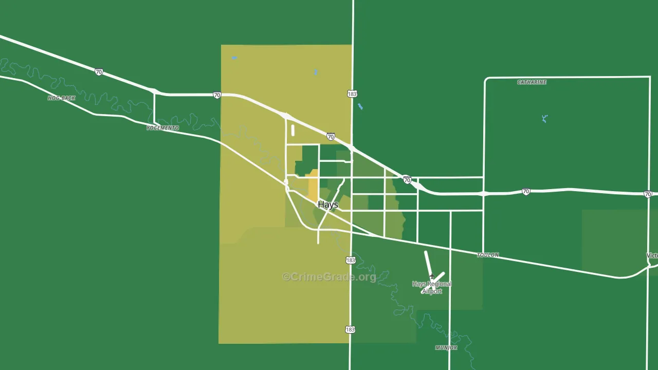 Ellis County, KS Map of Vehicle Theft Rates