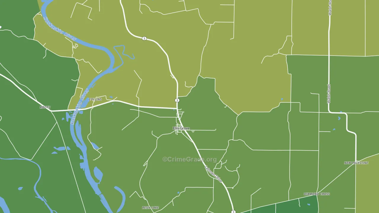 Ellis Grove, IL Map of Vehicle Theft Rates