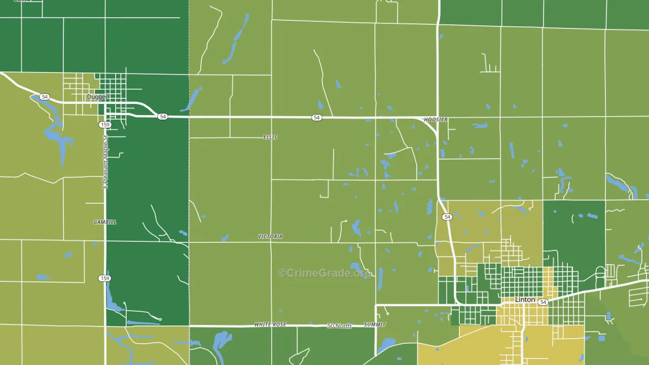 Ellis, IN Map of Vehicle Theft Rates
