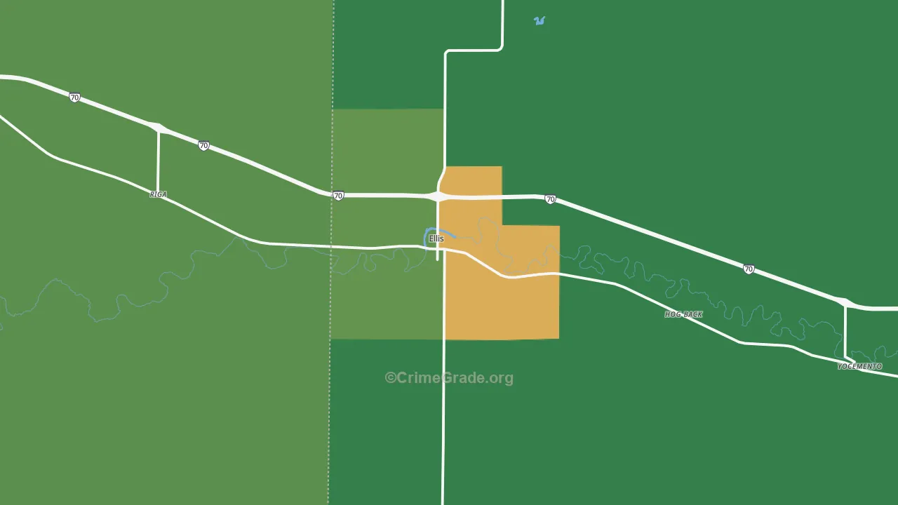 Ellis, KS Map of Vehicle Theft Rates