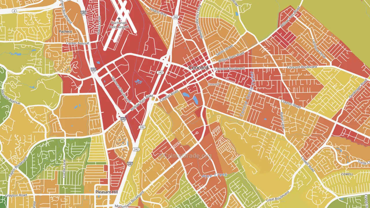 Ellis Lake, Concord, CA Map of Vehicle Theft Rates