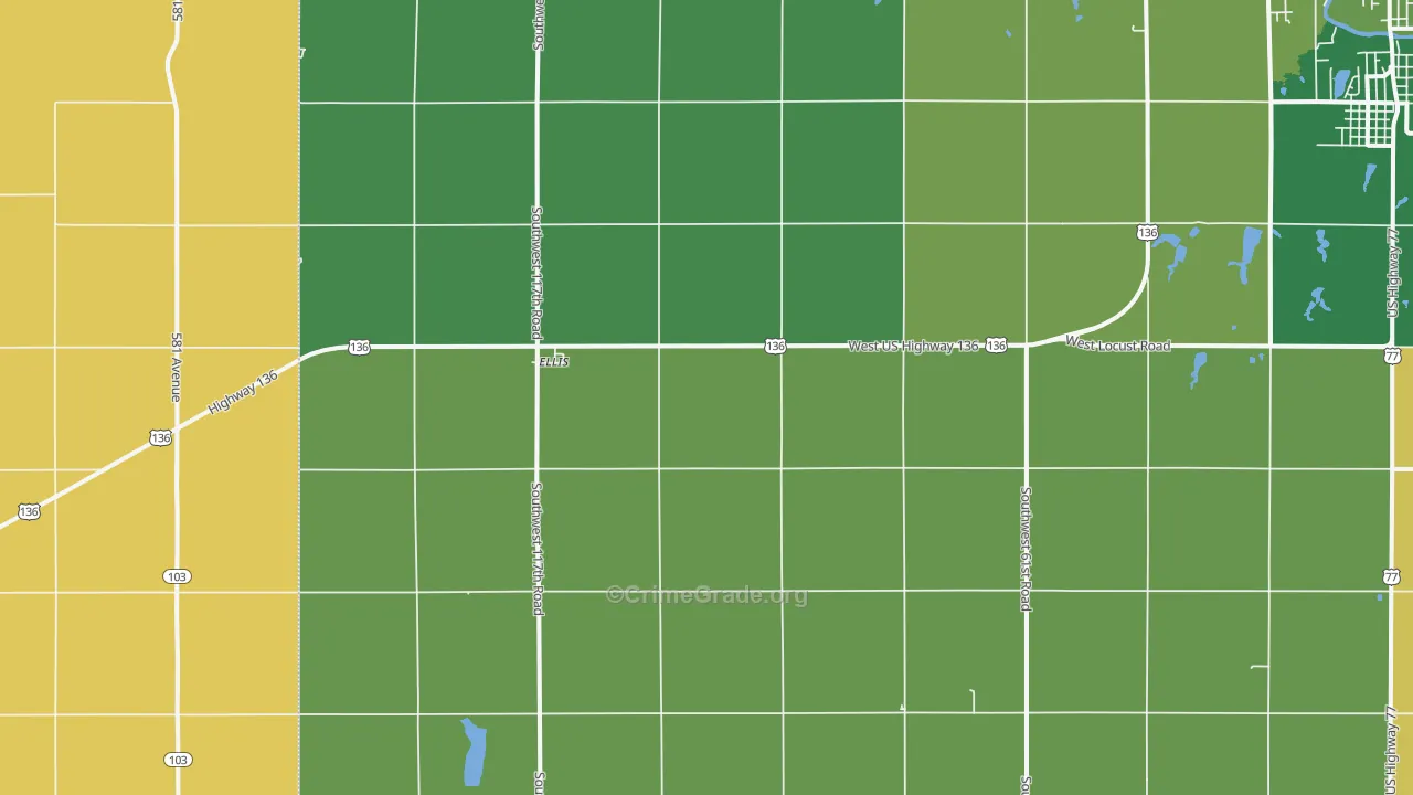 Ellis, NE Map of Vehicle Theft Rates