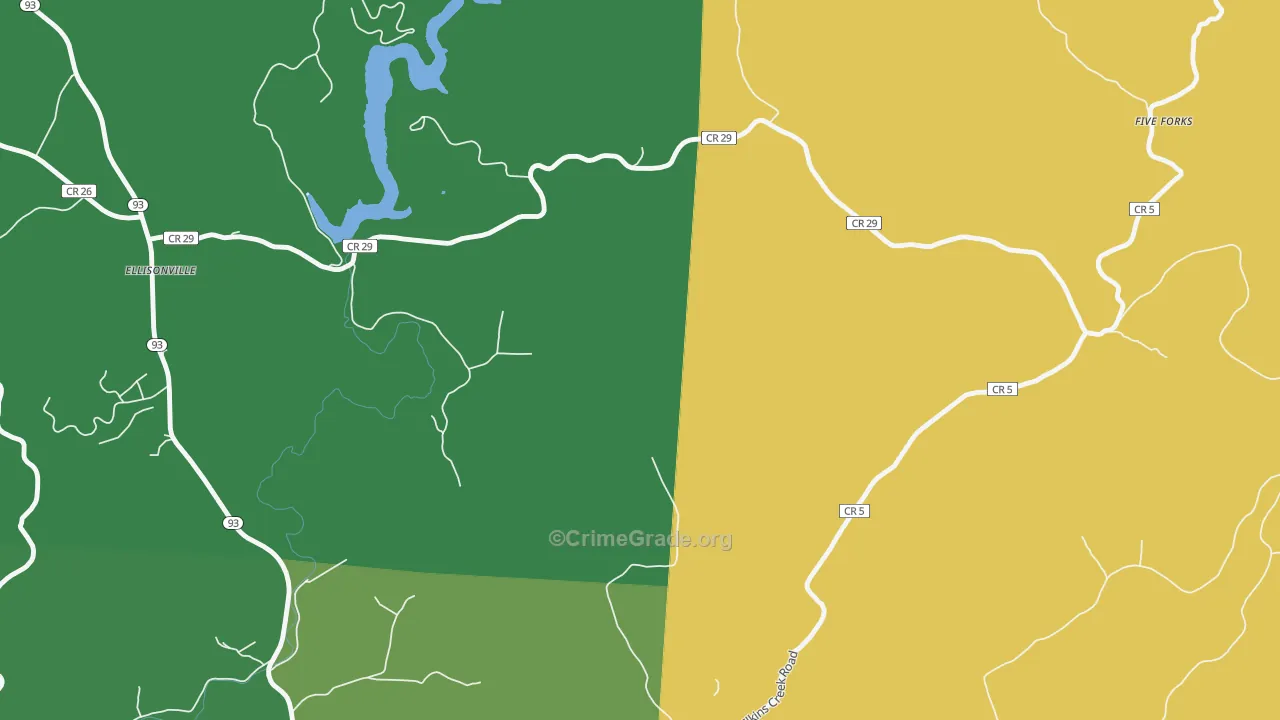 Ellisonville, OH Map of Vehicle Theft Rates