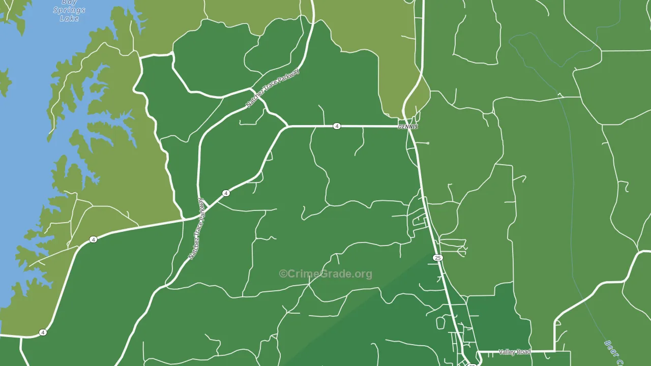 Ellistown, MS Map of Vehicle Theft Rates