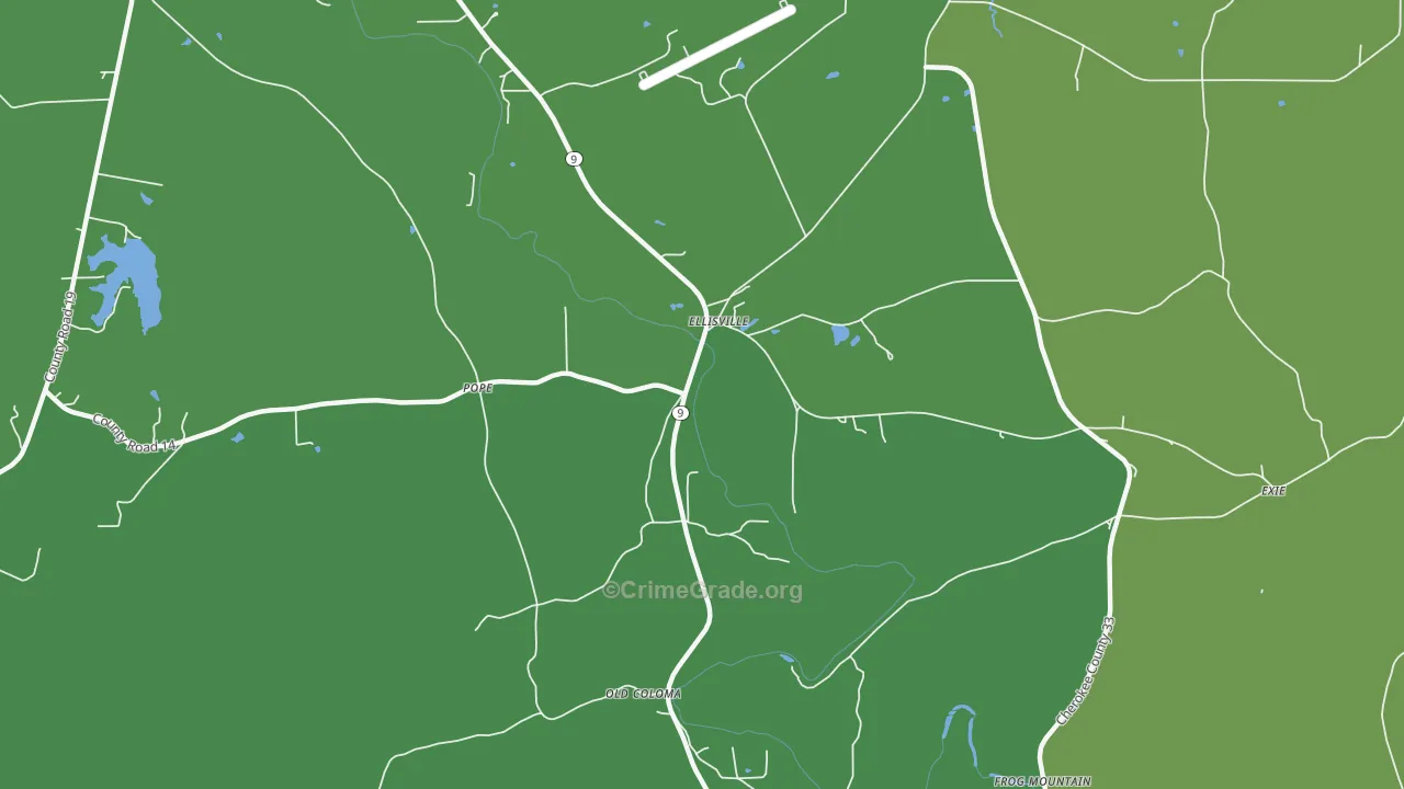 Ellisville, AL Map of Vehicle Theft Rates