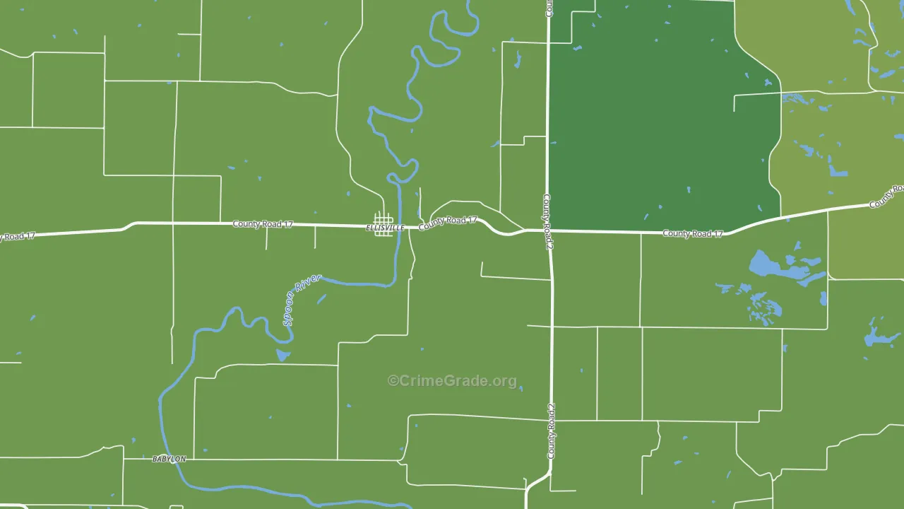 Ellisville, IL Map of Vehicle Theft Rates
