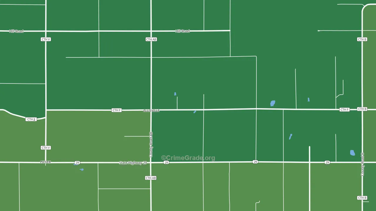 Ellisville, WI Map of Vehicle Theft Rates