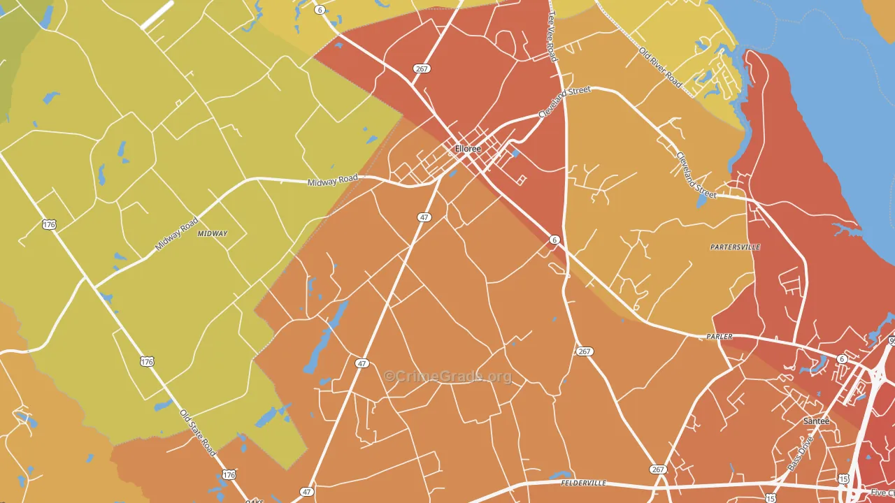 Elloree, SC Map of Vehicle Theft Rates