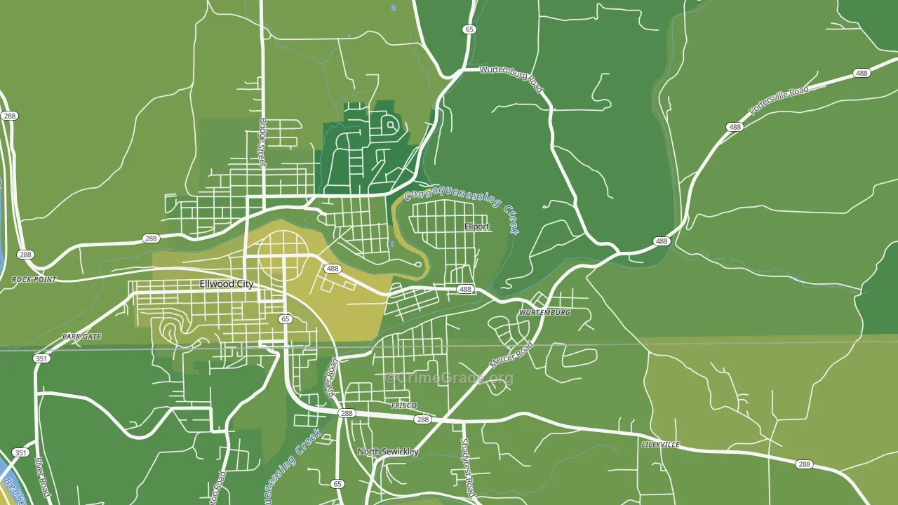 Ellport, PA Map of Vehicle Theft Rates