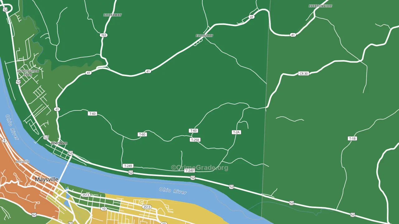 Ellsberry, OH Map of Vehicle Theft Rates
