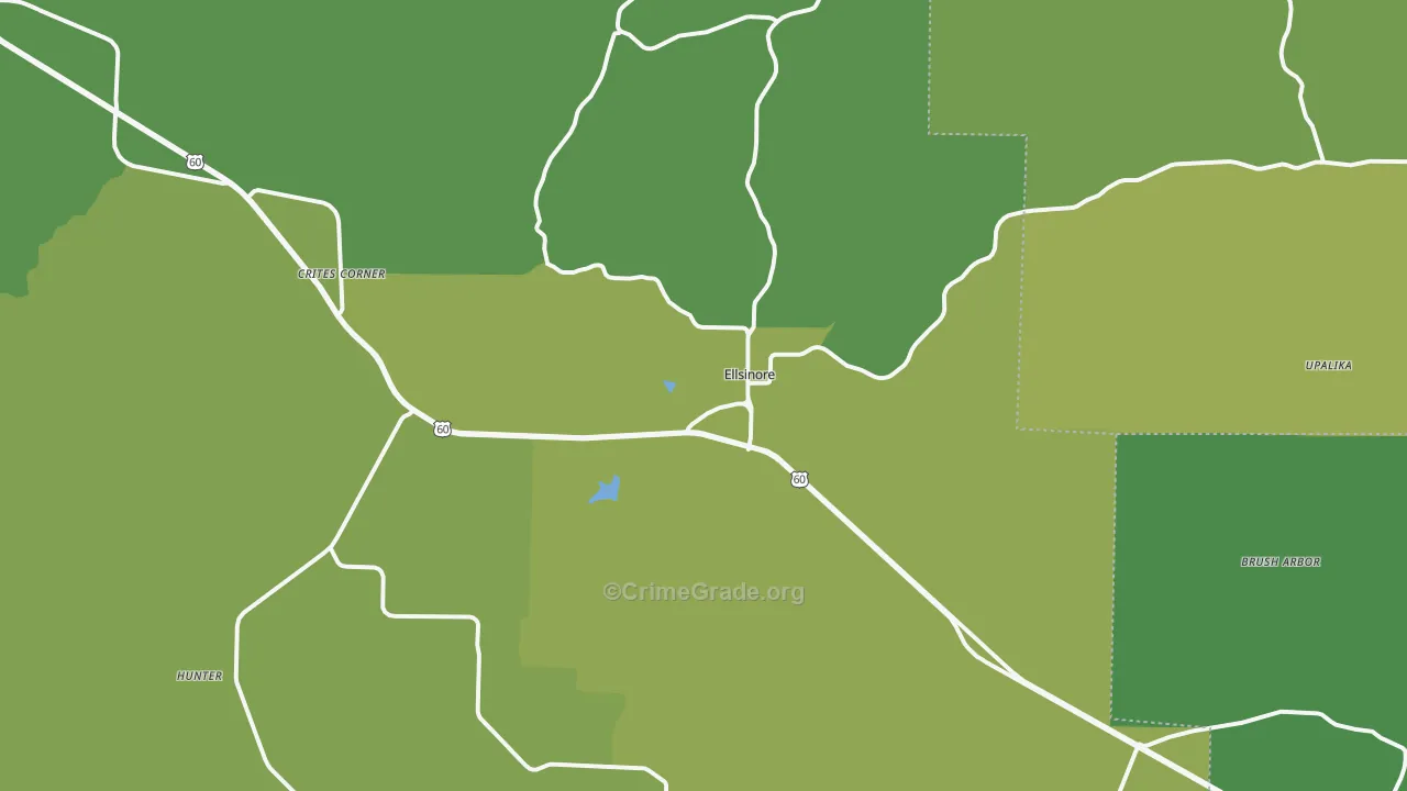 Ellsinore, MO Map of Vehicle Theft Rates