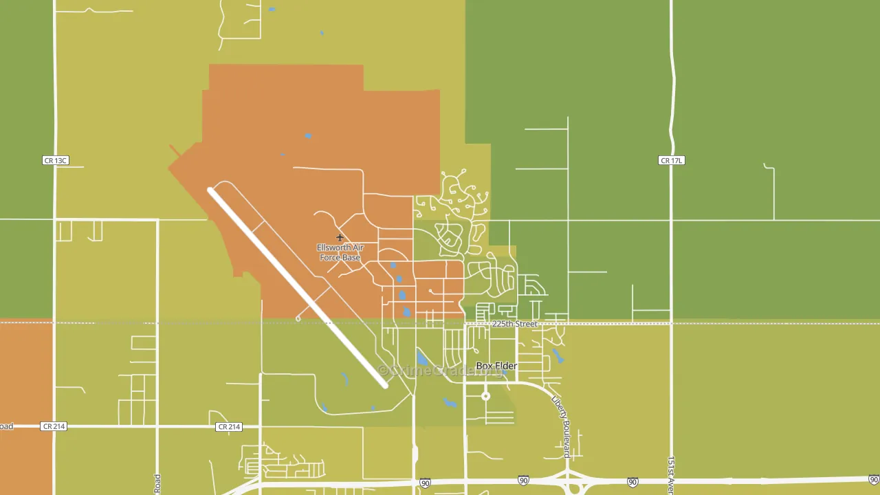 Ellsworth Afb, SD Map of Vehicle Theft Rates