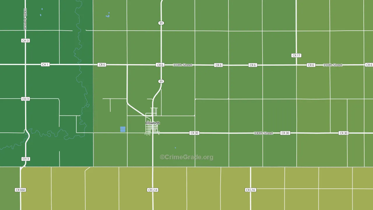 Ellsworth, MN Map of Vehicle Theft Rates