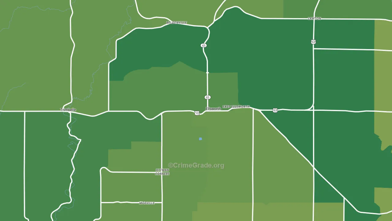 Ellsworth, WI Map of Vehicle Theft Rates