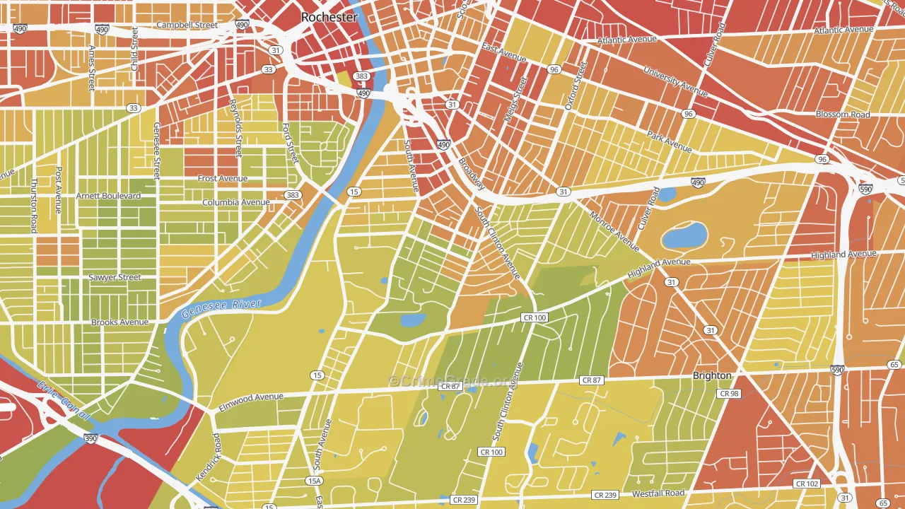 Ellwanger-Barry, Rochester, NY Map of Vehicle Theft Rates